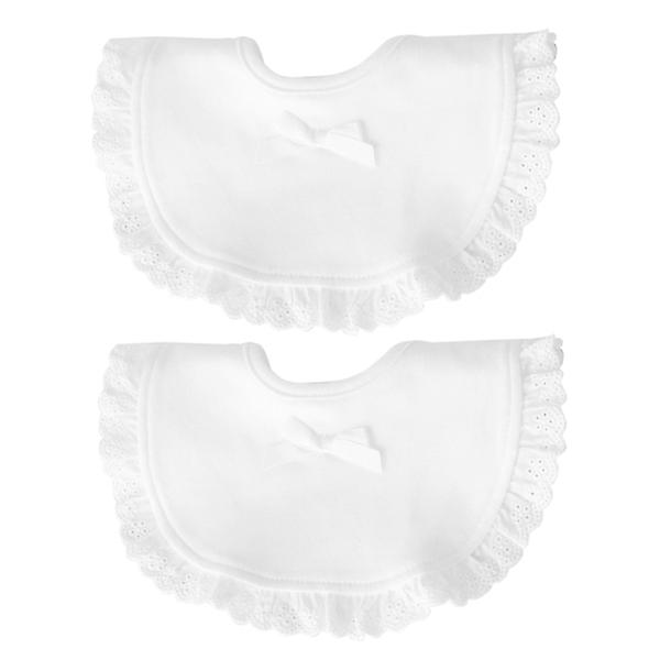 2pcs Lace Baby Bib Baby Towel Cotton Dining Bibs Drool Bib For Baby NewbornWhite28x24x0.5cm