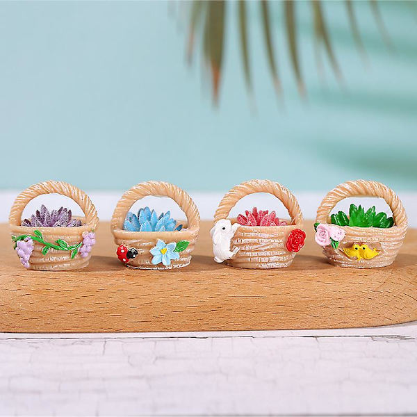 4 st Miniatyrblomkrukor Ornament Assorterade Mini Blomkrukor Ornament Assorterade Färger 3x2x2. Assorted Color 3x2x2.5cm