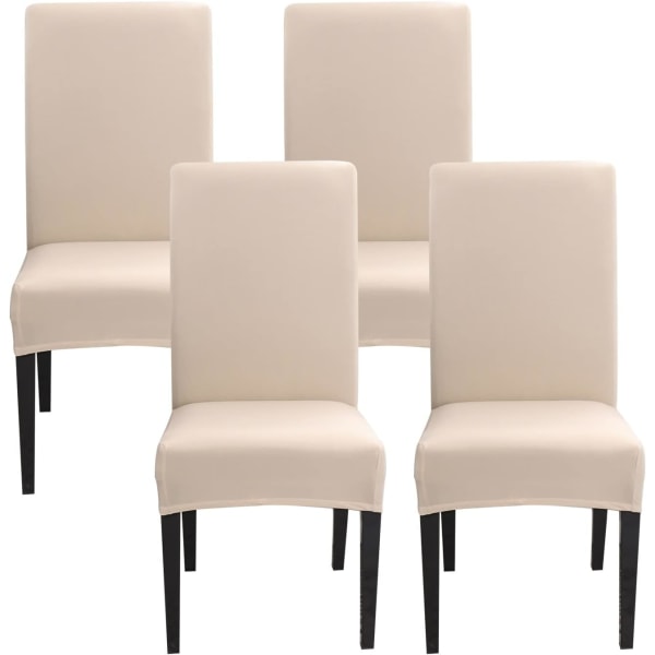 6 delar stretchig cover, tvättbart universal cover, lätt att rengöra cover för hotellrestaurangens matsalsinredning (beige, set med 4)