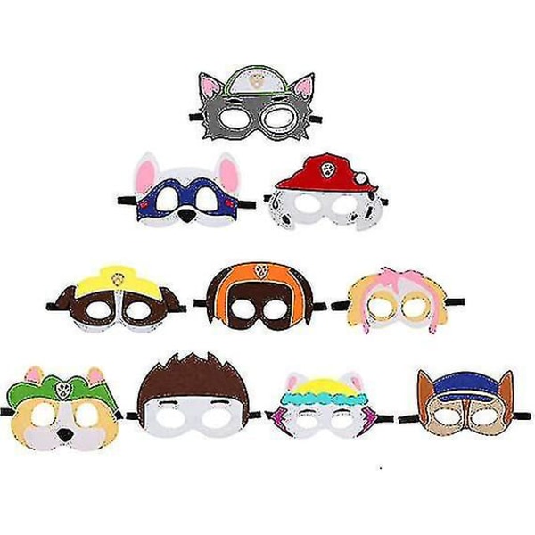 10 Pack Kids Animal Masks, Kids Cosplay Felt Masks, Cartoon Character Masks for Masquerade Party Christmas