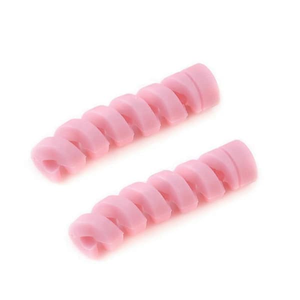 4pcs Spiral Style Silicone Data Cable Protective Case Anti-cable Break Winder Pink Pink