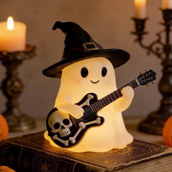 2-pack Halloween Ghost Night Light - Wizard Hat Luminous Ornament, Warm Mood Lighting for Bedroom Office Party Decor