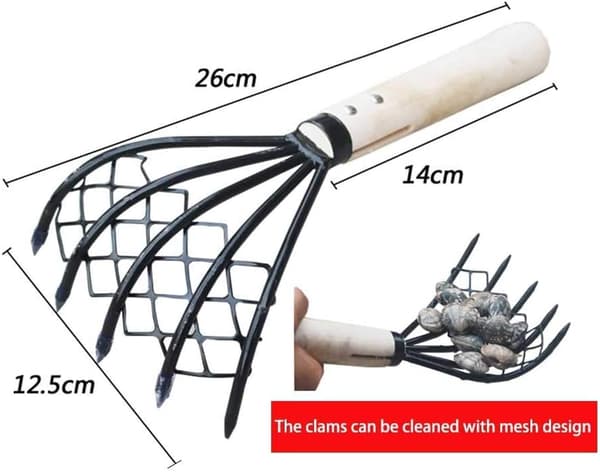 Mussel Scraper Conch Garden With Mesh Tool 5 Claw Beach Accessories Shell Home Pitchfork Useful Dig Seafood Wooden Handle