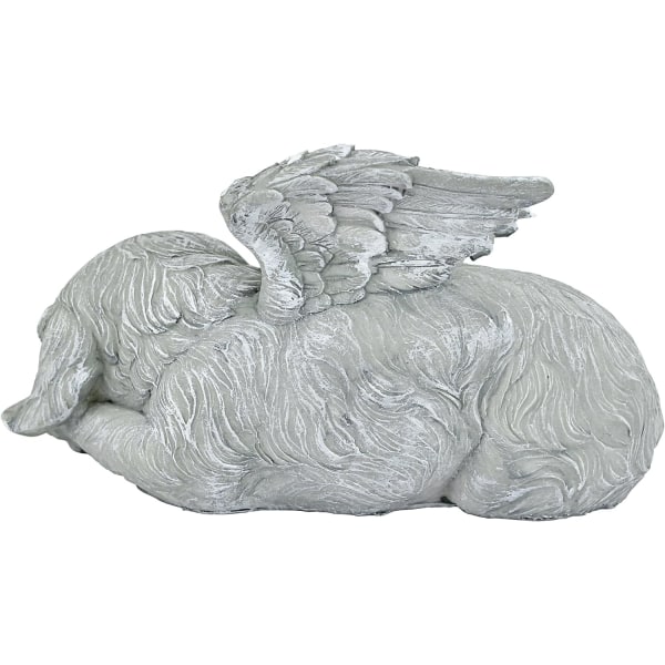 Pet Memorial Angel Dog Honorary Statue Gravstein, 12cm, polyresin, antikk stein