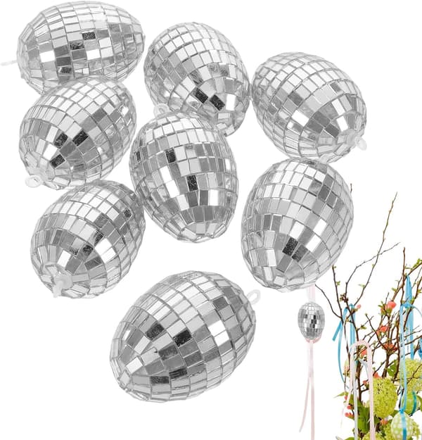 Easter Egg Ornaments - 8 Pieces Spring Decoration, Basket Table Display Set Glossy finish 8pcs Glossy finish 8pcs