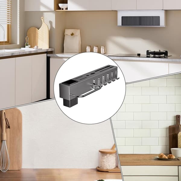 Wall-mounted drill-free kitchen utensil holder - chopstick storage, knife hook, space-saving