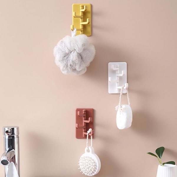 3 Stykker Selvklebende Sømløse Adhesive Hook Roterbar Sterk Stick Hook red