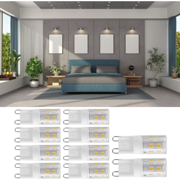 10st G9 2W 16LED Mini LED-lampor, keramisk bas Ögonskydd Dimbar design LED-lampor, energibesparande 30 Watt Halogen Ekvivalent för