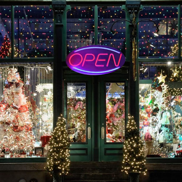 LED-neonskyltar, ÖPPNA bokstäverformade hängande LED-neonljusbutiksskyltar, USB driven LED-nattlampa för hemmafestbutik Bröllopsfödelsedag