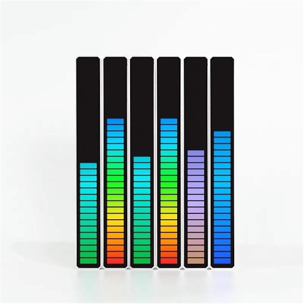 Solnedgångslampa Black Shell RGB Röstaktiverad Pickup Rhythm Light med bas, aluminiumlegering 32 LED-bitar musiknivåindikator för självmedia