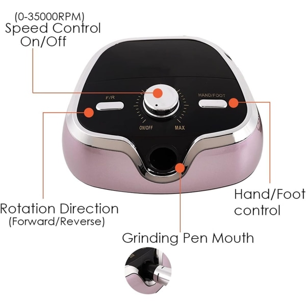 35000 RPM Elektrisk nagelborrmaskin Elektrisk nagelfil för manikyr Pedikyr Gel Nail Art Set (Färg: