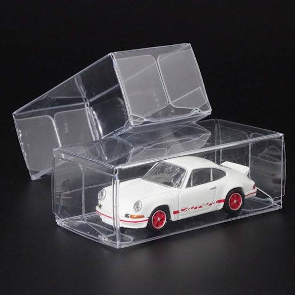 50 st Leksaksbilsutställningslådor, PVC-transparent låda modell Leksaksbilsutställningslåda, 1/64 skala organizer Case
