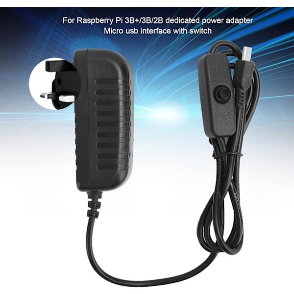 Raspberry Pi 3 Power Power För Raspberry Pi Plastskal Power för Raspberry Pi 5V 3A Med strömbrytarknapp för INTEGRERAD Micro