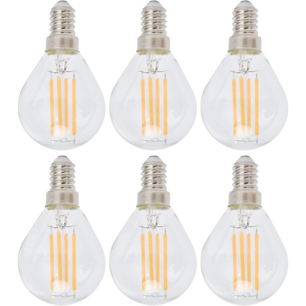 6st G45 Vintage glödlampa Transparent E12 baslampa för hemdekorativa ljusarmatur 6W 220V Varmt ljus Dimbar