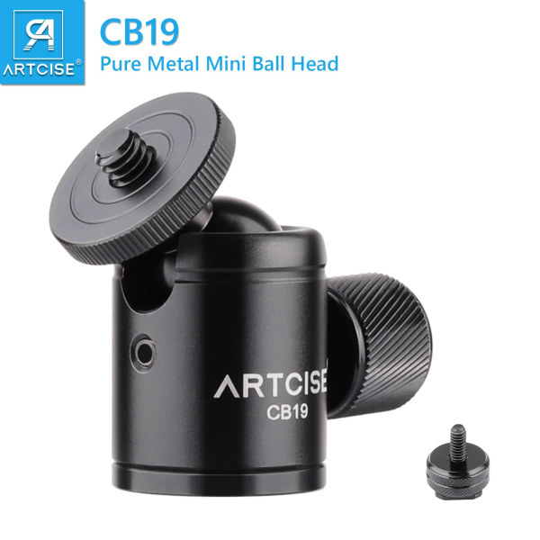Minikulhuvud ARTCISE CB19 med löstagbar 1/4 hot shoe-adapter, CNC panoramakupolkamerafäste för smartphones/DSLR-kameror/blixt/monitorer