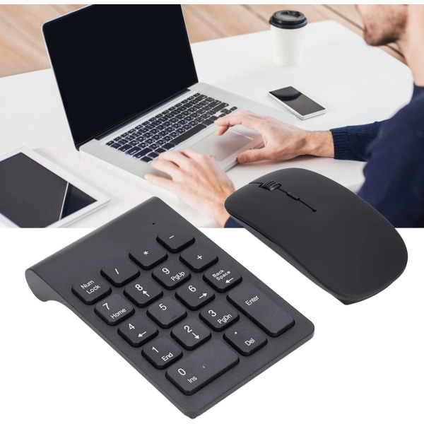 Nummerlapp för bärbar dator Grå numerisk tangentbord trådlös abs svart numerisk sifferknapp Plug and Play 2,4Ghz trådlös teknik 1200 Dpi Känslig Slitstark numerisk mus