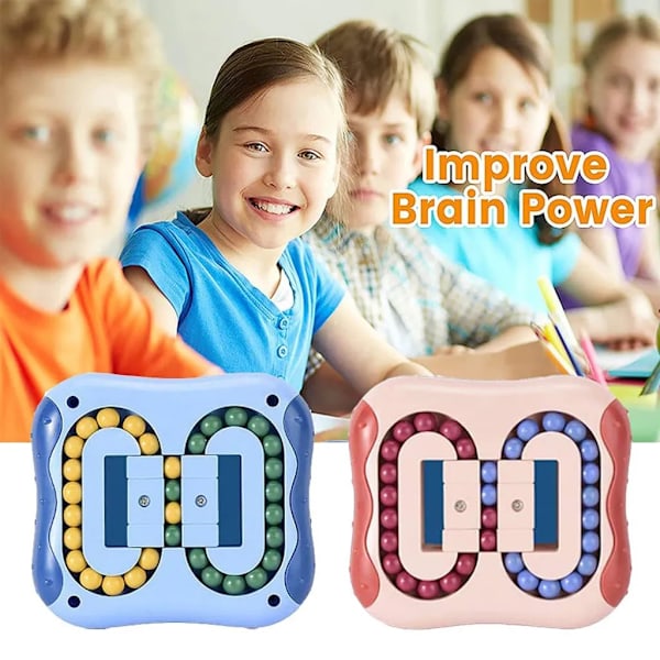 IQ-spel roterande finger Rubiks kub-spel Rubiks kub-pussel fingertoppsleksak hjärnpussel för att lindra stress hjärnpirrande blå