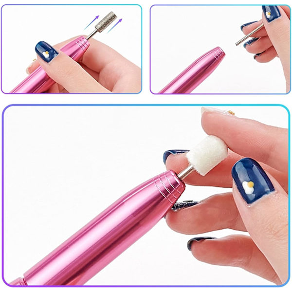 Bärbar elektrisk nagelborrmaskin Set Manikyrmaskin Set Nagelfil Nail Art Tools Kit Gel Remover Utrustning (Färg: