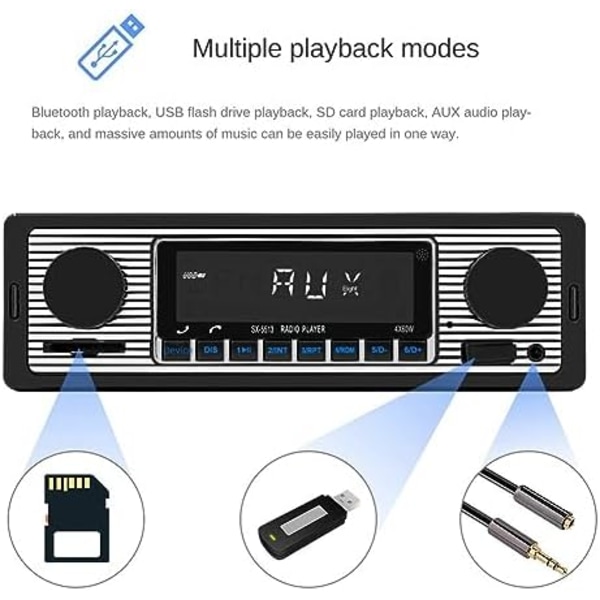 4-kanals 60-W-Bluetooth autoradio, som visas, plast-bil-mp3-spelare, plug-in-u-disk-autoradio med kabelskyddsfunktion för bilen