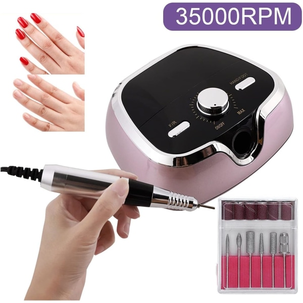 35000 RPM Elektrisk nagelborrmaskin Elektrisk nagelfil för manikyr Pedikyr Gel Nail Art Set (Färg: