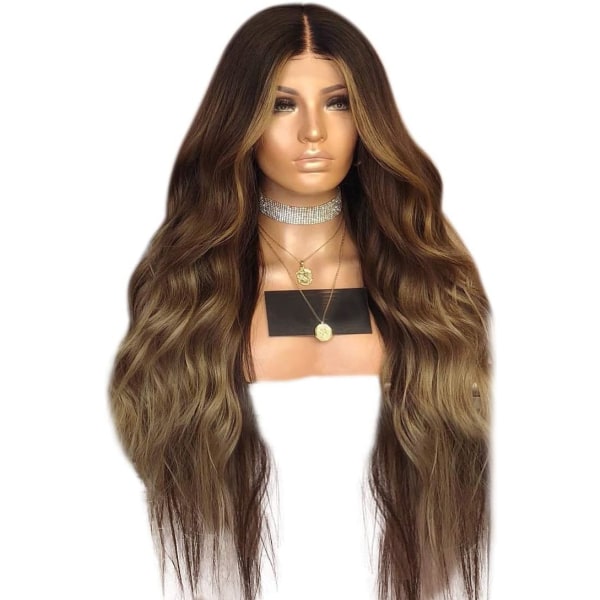 Hårförlängningar Fashian kvinnors peruk Gradient Sepia i långt lockigt hår Big Wave Chemical Fiber Hårperuk (Färg: Fotofärg, Storlek: 65cm)