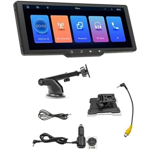 10.26 Bilpekskärm med knappar, trådlös CarPlay, Android Car, Bärbar bilradio, Bluetooth MP5, Lätt att använda, Svart
