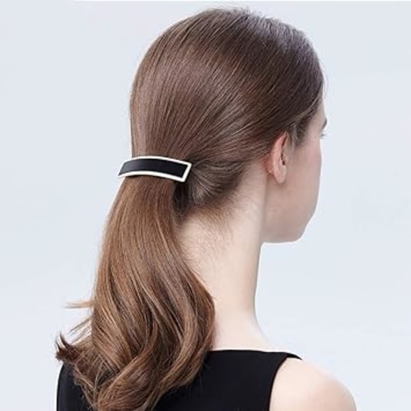 Klassiskt hårspänne rektangulära hårspännen Automatiska hårspännen Hårnålar Hårklämmor för kvinnor Håraccessoarer (svart och vitt)