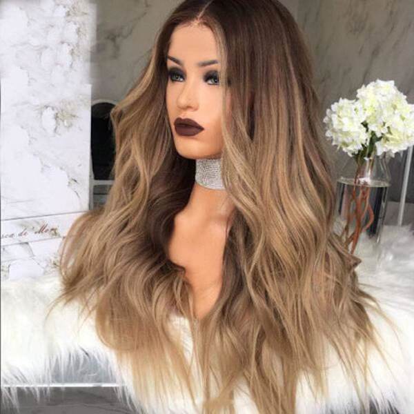 Hårförlängningar Fashian Wig Lady Långt lockigt hår Kemisk fiber hårperuk (Färg: Fotofärg, Storlek: 65cm)