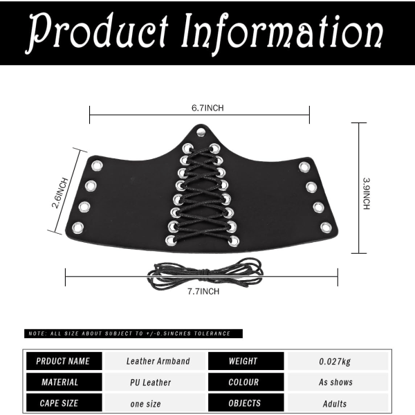 Medeltiden Viking läder armstänger armskydd armstulp arm stulpe larp indikator för kvinnor, 2st (svart)