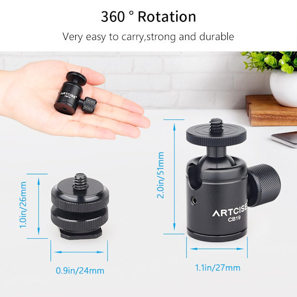 ARTCISE GH6 720° kolfiberstativ Panoramic Gimbal Pan Head Kulfäste för teleobjektiv DSLR-kamera