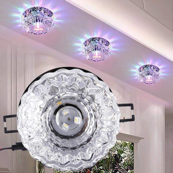 Kristall LED Downlight, 3W infälld taklampa med 5-8cm bländare, LED dekorativ spotlight för Creative Corridor i hall, hall,