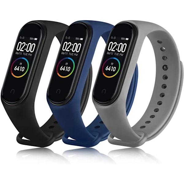 3-pack kompatibel med Xiaomi Mi Band 5 armband, silikon sportersättningsarmband för Xiaomi Mi Band 5