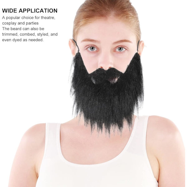 Fake Skägg Skägg Styling Verktyg Män Fake Skägg Svart Rolig Lång Mustasch Skägg Kostym För Fest C-Hul Halloween Falsk Skägg Vuxen Realistisk