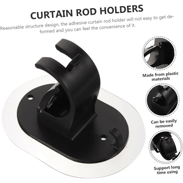 2st Sticky Hook Ingen stansning Självhäftande krokhållare Duschgardinklämma Hängande fäste Plast spikfri stång Gardinram tvärstång spikfri gardin