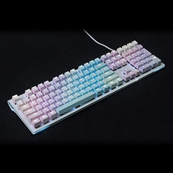 Bakgrundsbelyst 108-tangenter Dubbel-shot Rainbow Gradient PBT Keycap Set Profil Key Cap för mekaniskt speltangentbord (axelkropp: kit 1, färg: blå
