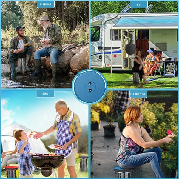 Bärbar hopfällbar pall, 2:a generationens Bärbar Plastfällbar Pall Sits Lätt för inomhuskök Badrum, Utomhus Camping Fiske Vandring BBQ Max