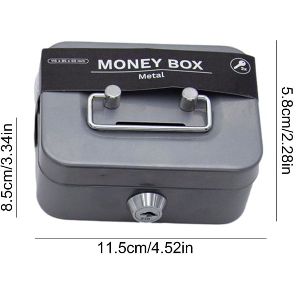 Liten låslåda - Metallkassa med 2 nycklar - Låsbar förvaringslåda - Metallkassa Nyckellås Money Bank Mini Safe Lock Box - Låsbar