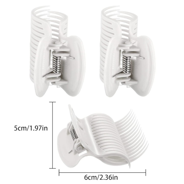 12 stycken Hot Roller Hair Curler Claw Clips Ersättning för små, medelstora, stora och jumborullar som håller kvinnor Flickor Hårsektion Styling Vit 12