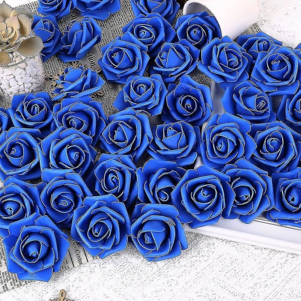 Konstgjorda blommor Rosor Huvuden, konstgjorda blommor som ser riktigt blå ut falska blommor Rosor (kungsblå)