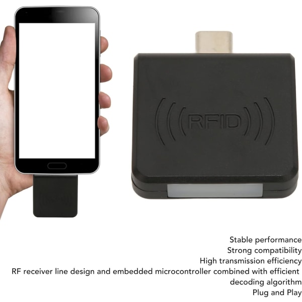 Läsare för telefonkortläsare Abs Ide telefonkortläsare typ C gränssnitt 125Khz portabel kortläsare (svart)