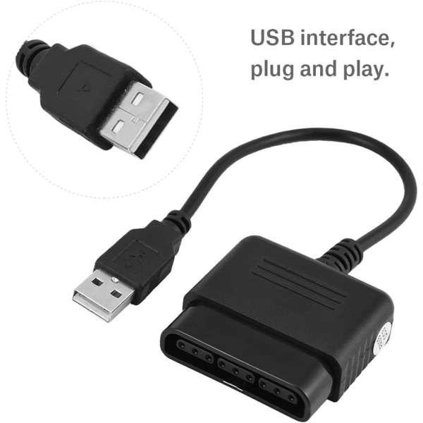 Ps2 till USB adapter PS2-kontroll till USB abs svart för Sony Playstation 2 PS2-kontroll till USB adapter omvandlare för PS3 Windows PC