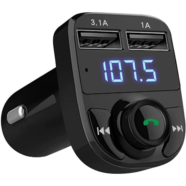 Biladapter 2st LED FM-sändare Bluetooth 5.0 Bilsats Dubbel USB Billaddare 3.1A 1A 2 Port USB MP3 Musikspelare Support TF/U Disk
