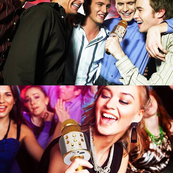 Professionell Bluetooth Karaoke Mikrofon Trådlös Högtalare Trelagers Automatisk Brusreducering KTV Musikspelare Mikrofon Inspelning blå