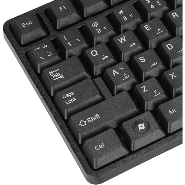 Trådbundet tangentbord Gaming Arabiskt tangentbord Abs Arabiskt tangentbord 104 nycklar USB gränssnitt Trådbunden design Svart Abs-material Office-tangentbord för skrivbordet