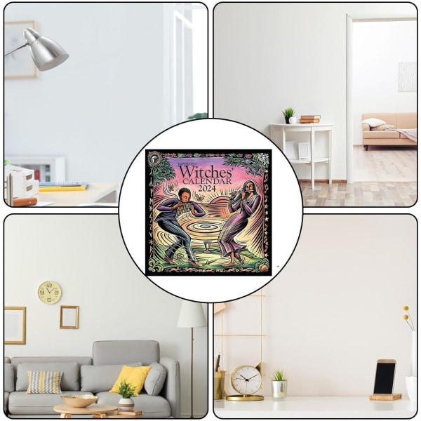 2024 Häxkalender - 30 X 30 cm 2024 Witch Wall Calendar - Dark Forest Lunar Calendar | Kalender Färgglada Waterink Väggkalendrar - Vägg