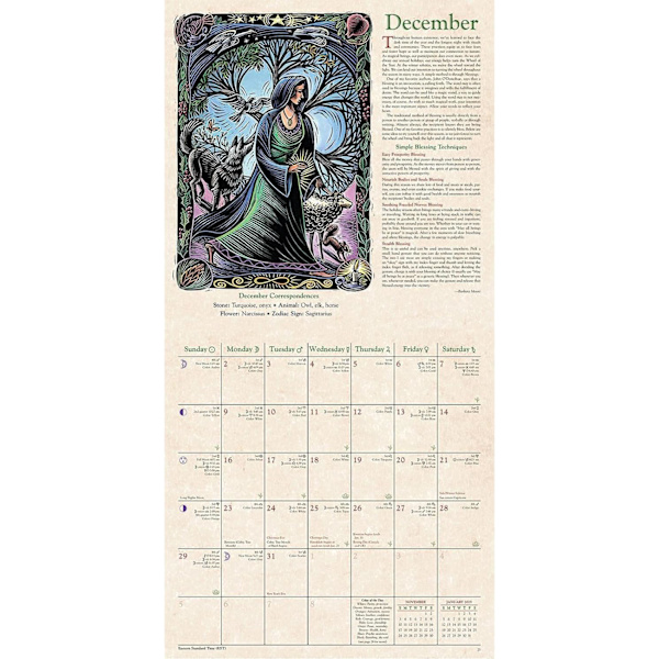 2024 Häxkalender - 30 X 30 cm 2024 Witch Wall Calendar - Dark Forest Lunar Calendar | Kalender Färgglada Waterink Väggkalendrar - Vägg