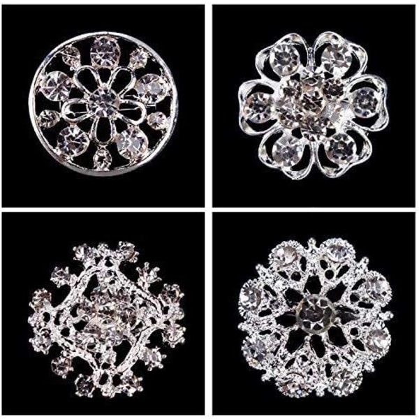 12st Mix Set Crystal Button Broschen halsduk blommig brosch Strass Corsage Bouquet Kit Gro? Handel Lot