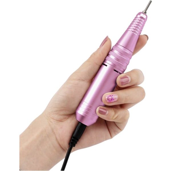 Bärbar elektrisk USB Nagelborrmaskin Set Pen Manikyr 30000RPM Pedikyr Nagelfil Art Polersats med keramisk borr (Färg: Rosa set)