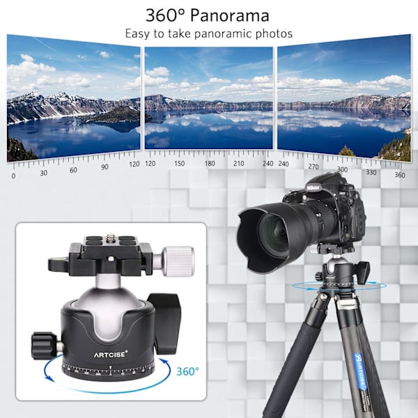 Mini videostativhuvud med Arca Swiss Quick Release-platta och telefonklämma CNC Panoramisk Panorering Kamera Stativfäste