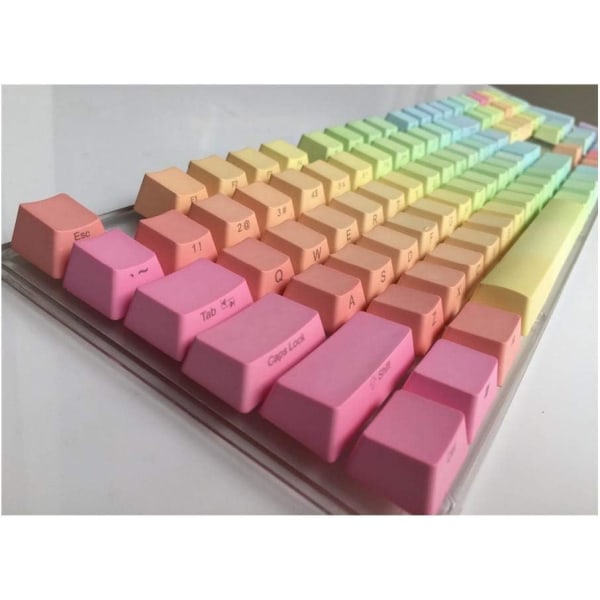 Print 104 tangenter ANSI Layout Rainbow Tjock PBT Keycap för switchar Mekaniskt speltangentbord (Färg: Vit)